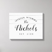 Boerderij Faux Shiplap Familie Monogram Canvas Tek (Voorkant)