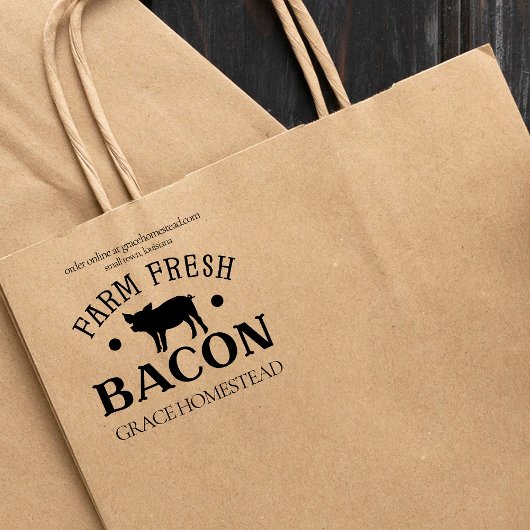 Boerderij Fresh Bacon Pig Farmers Market Naam toev Rubberstempel