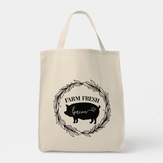 Boerderij Fresh Bacon Varken Silhouet Krans Tote Bag (Achterkant)