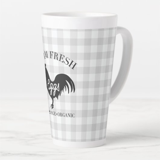 Boerderij Fresh Chicken Country Gingham Latte Mok (Rechterhoek)