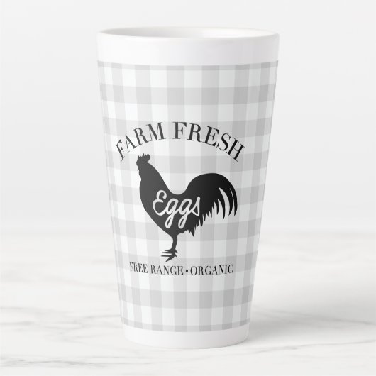 Boerderij Fresh Chicken Country Gingham Latte Mok (Voorkant)