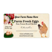 Boerderij Fresh Chicken Eggs Floral Brown Karton Etiket (Voorkant)