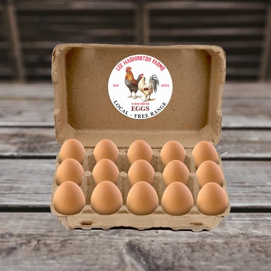 Boerderij Fresh Eggs Carton Label Sticker