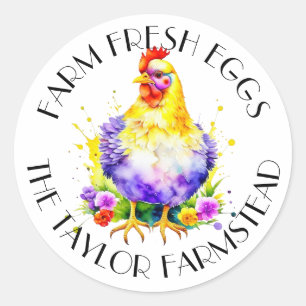 Boerderij Fresh Eggs Gepersonaliseerd Ronde Sticker