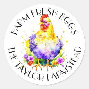 Boerderij Fresh Eggs Gepersonaliseerd Ronde Sticker