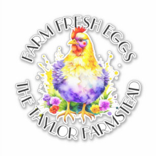 Boerderij Fresh Eggs   Gepersonaliseerd Sticker