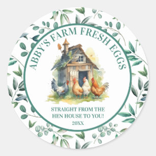 Boerderij Fresh Eggs Recht uit het kippenhok Ronde Sticker
