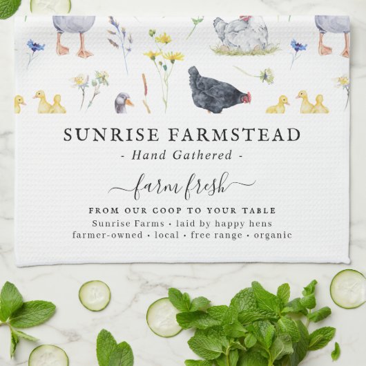 Boerderij Fresh Eggs | Rustiek Boerderij Monogram Theedoek (Gevouwen)