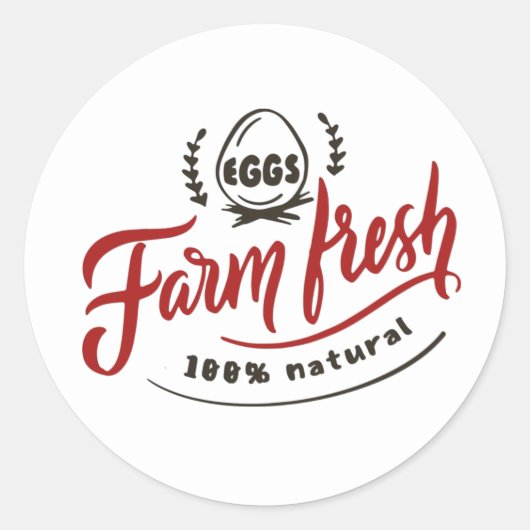 Boerderij Fresh Eggs Word Art Ronde Sticker (Voorkant)