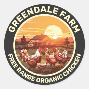 Boerderij Fresh Free Range Chicken Ronde Sticker