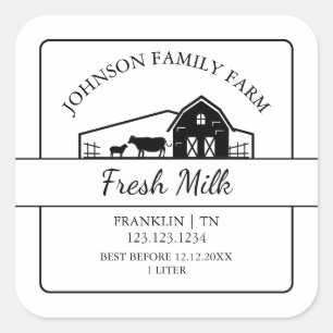 Boerderij Fresh Milk Barn Square Label