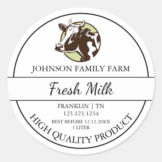 Boerderij Fresh Milk Label (Voorkant)
