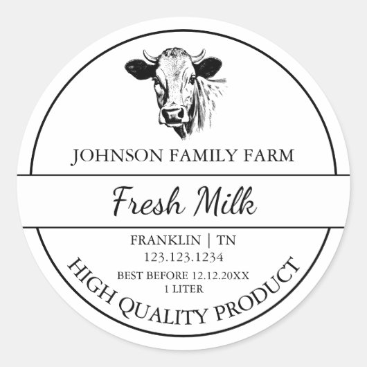 Boerderij Fresh Milk Label (Voorkant)