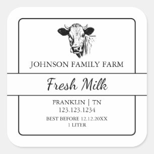 Boerderij Fresh Milk Square-label Vierkante Sticker