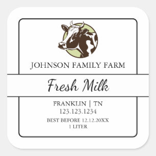 Boerderij Fresh Milk Square-label Vierkante Sticker