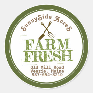 BOERDERIJ FRESH 'STAMP' Vervaagd Groen op Wit Ronde Sticker
