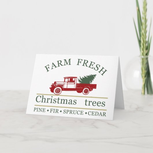 Boerderij frisse klassieke  rode vrachtwagen pijnb feestdagen kaart (Voorkant)