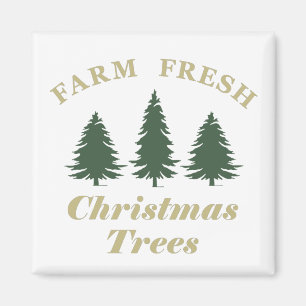 Boerderij frisse vrolijke kerstpijnbomen magneet