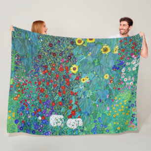 Boerderij Garden met zonnebloemen, Gustav Klimt Fleece Deken
