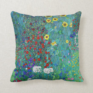 Boerderij Garden met zonnebloemen, Gustav Klimt Kussen