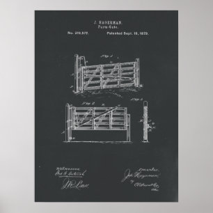 Boerderij Gate Patent Print op Chalkboard
