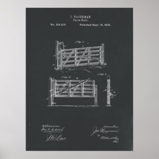 Boerderij Gate Patent Print op Chalkboard