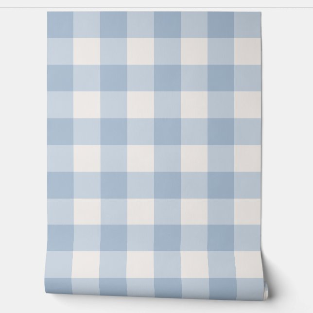 Boerderij Gingham Baby Blue Behang (Afrollen)