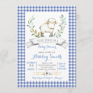 Boerderij Gingham baby shower Kaart