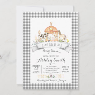 Boerderij Gingham baby shower-uitnodiging Kaart
