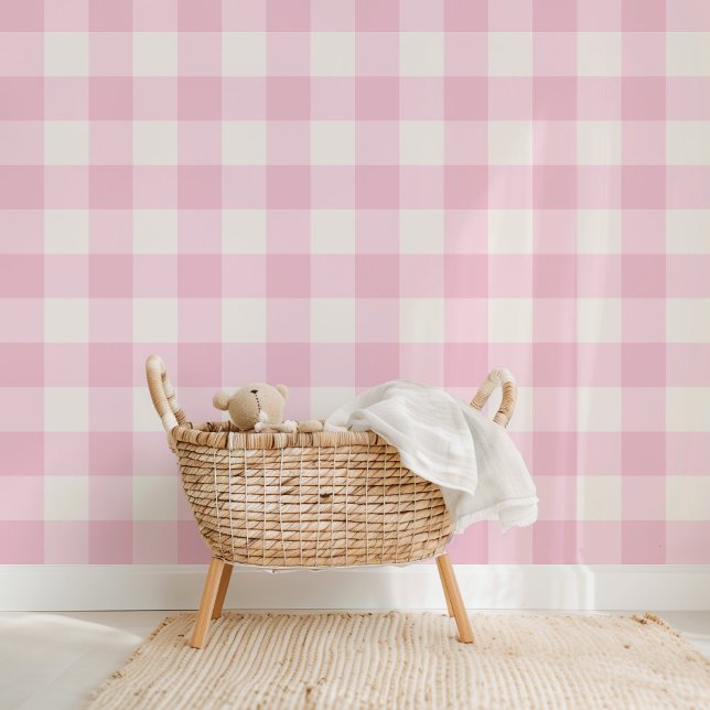 Boerderij Gingham  roze Behang (Creator heeft geüpload)
