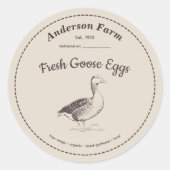Boerderij Goose Eggs Label Bruine Sticker (Voorkant)