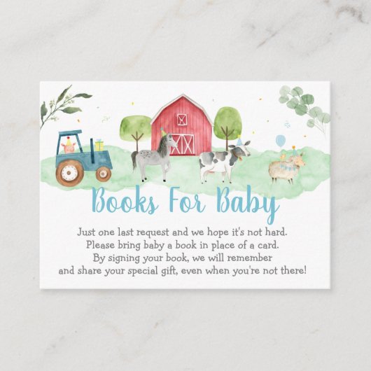 Boerderij Greenery Baby shower Book Request Informatiekaartje (Voorkant)