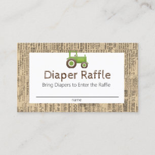 Boerderij Groene Tractor Luier Raffle Kaart  Visitekaartje