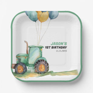 Boerderij Groene Tractor Verjaardag Papieren Bordje