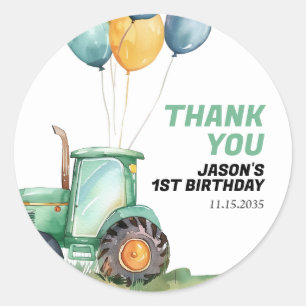Boerderij Groene Tractor Verjaardag Ronde Sticker