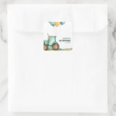 Boerderij Groene Tractor Verjaardag Vierkante Sticker (Tas)