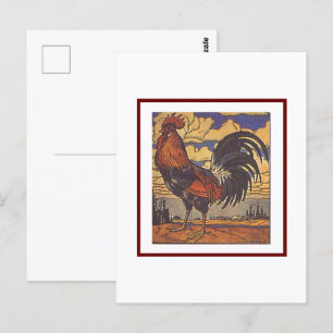 Boerderij Haan Retro Country Illustration Briefkaart