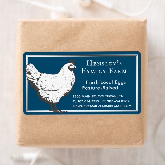 Boerderij  Hen Blue Egg Carton Label (Insitu)