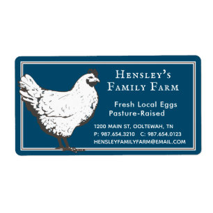 Boerderij  Hen Blue Egg Carton Label