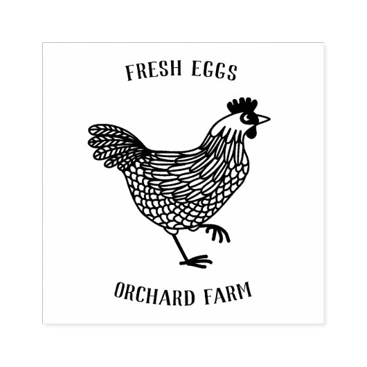 Boerderij Hen Egg Rubberstempel (Afrduk)