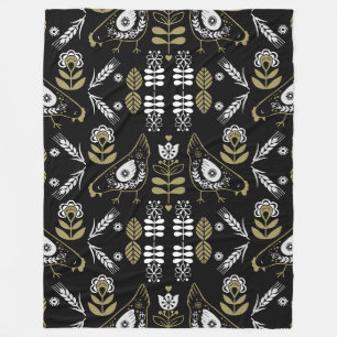 Boerderij Hen Folk Art Print Fleece Deken