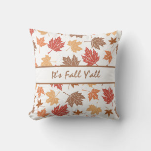 Boerderij herfst decor met bladpatroon kussen