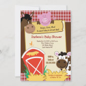 Boerderij Horse Koe Pig Barnyard Baby shower Uitno Kaart (Voorkant)