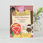 Boerderij Horse Koe Pig Barnyard Baby shower Uitno Kaart (Staand voorkant)