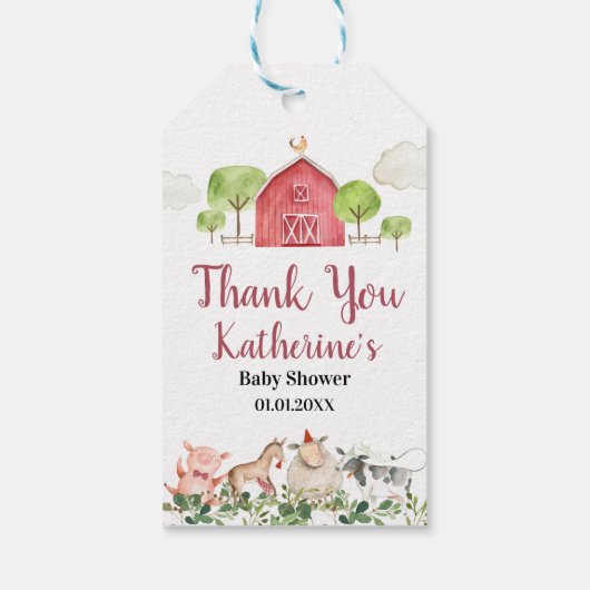 Boerderij House Animals Barnyard Dank u Cadeaulabel (Achterkant)