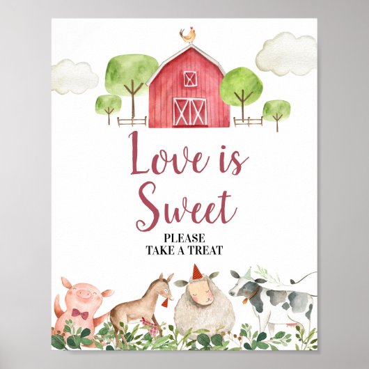 Boerderij House Animals Barnyard Love is Sweet Poster (Voorkant)