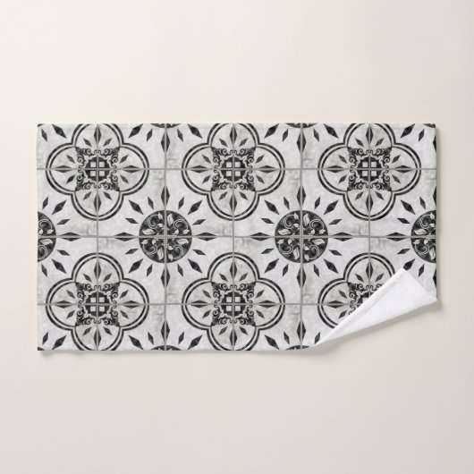 Boerderij House Damask ConcreteTile Pattern Leaf S Bad Handdoek (Handdoek)