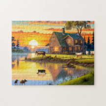 Boerderij House Easy Brain Art Puzzel Foto Puzzels