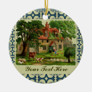 Boerderij House met kippen Keramisch Ornament
