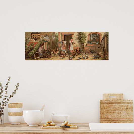 Boerderij House moeder en dochter Print (Keuken)